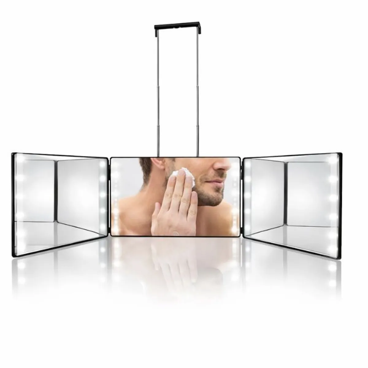 GENERICO - Espejo Triple 360 Con Luz Corte De Pelo Profesional 3 Vias Ajustable Portatil Para Barberia Y Hogar