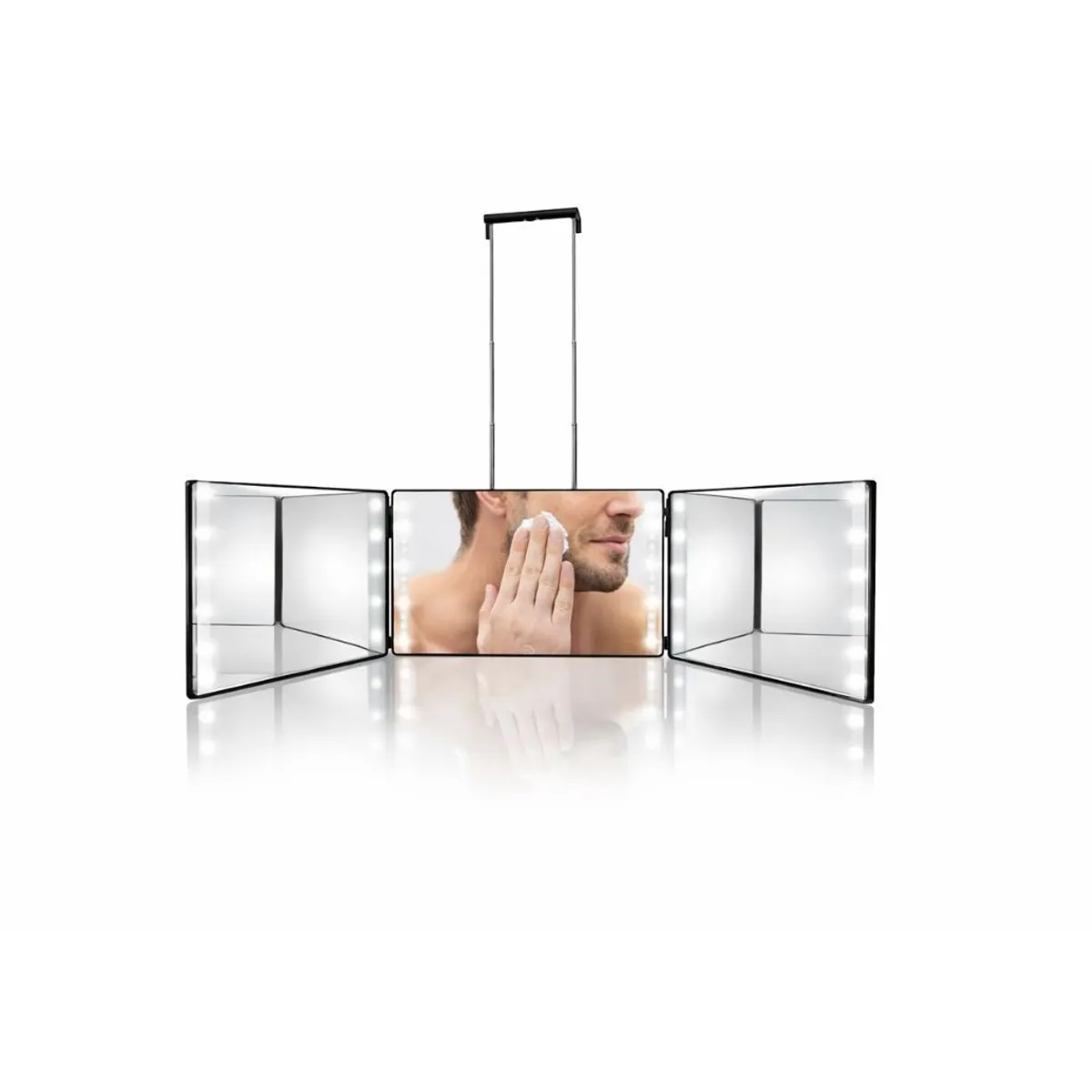 GENERICO - Espejo Triple 360 Con Luz Corte De Pelo Profesional 3 Vias Ajustable Portatil Para Barberia Y Hogar
