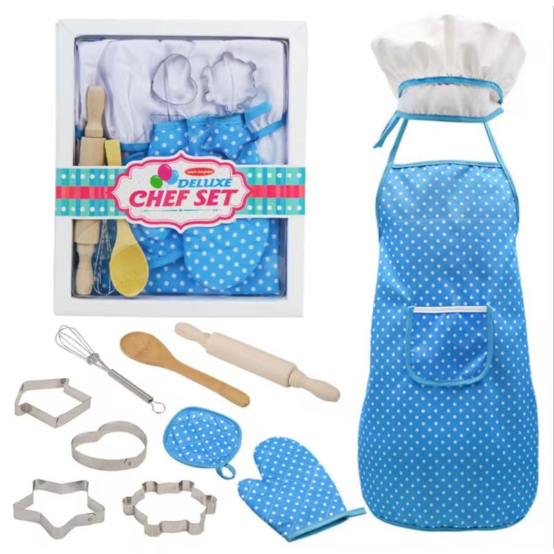 GENERICO - Juego de Repostería Y Cocina Con Delantal Juego Niños celeste