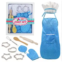 GENERICO - Juego de Repostería Y Cocina Con Delantal Juego Niños celeste
