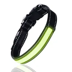 GENERICO - Collar Luz LED 3 modos carga USB Perros Gatos Talla M VERDE