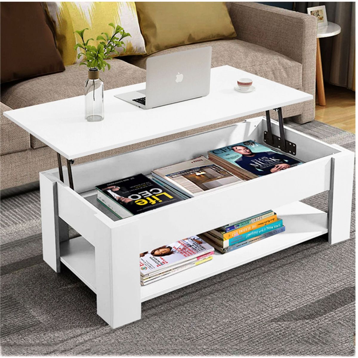 MSA MUEBLES SANTA ANA - Mesa Centro Elevable Cajón White