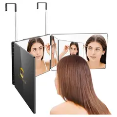 IRM - Espejo de 3 vias corte de pelo triple 360 luz led recargable usb ajustable vision total pro figoimport