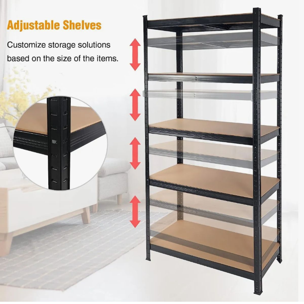 GENERICO - Repisa Estante Metálico Negro Ajustable 90x40x180cm