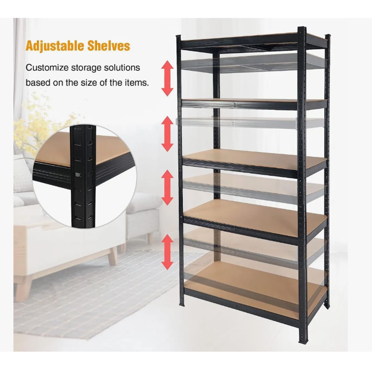 GENERICO - Repisa Estante Metálico Negro Ajustable 90x40x180cm