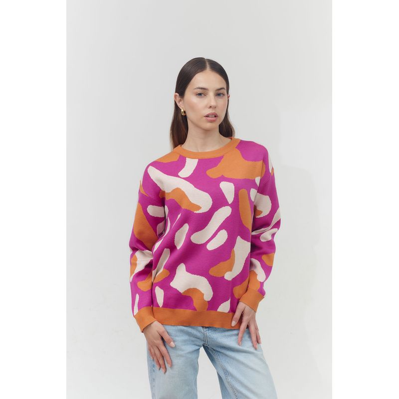 GUINDA - Sweater cuello redondo colores fuertes Epique Guinda