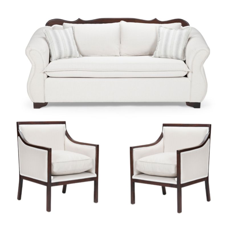 SITIAL HOME - Juego de Living 311 Tripoli crudo,sofa 3c resortes + 2 sitiales madera