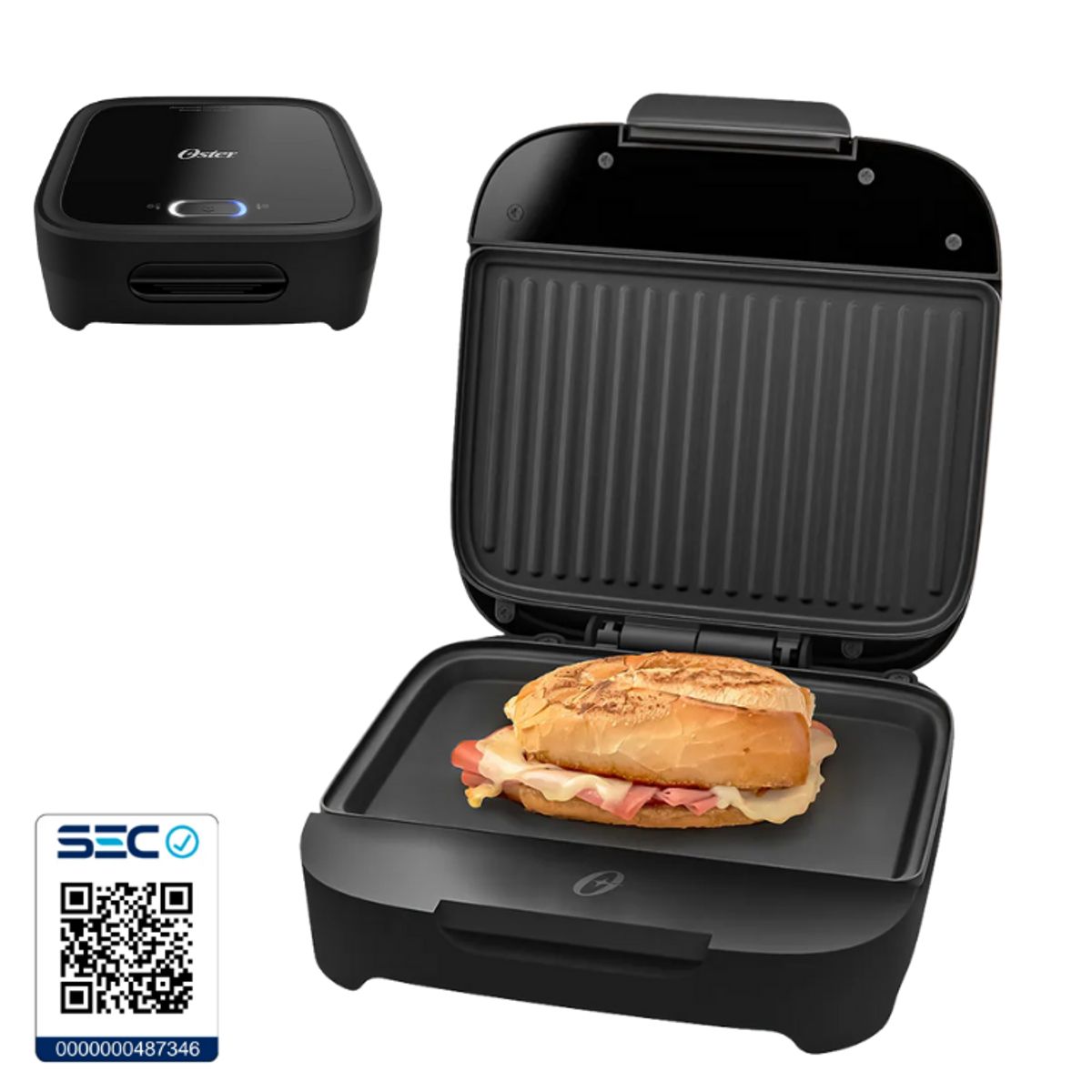 OSTER - Sandwichera Electrica Oster Tostadora Compacta con Platos Hondos.