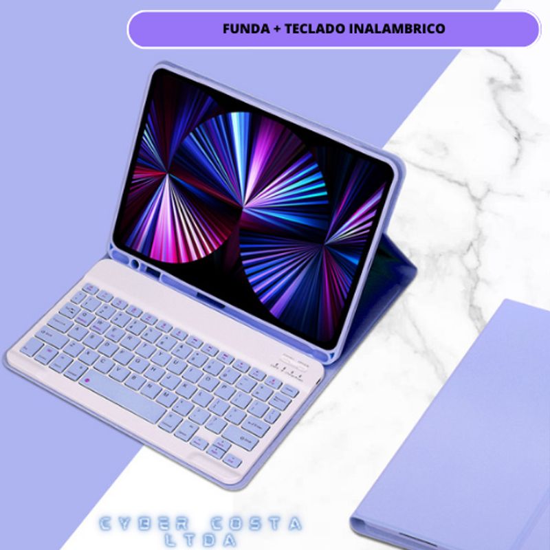 GENERICO - FUNDA PURPURA CON TECLADO MAGNETICO PARA IPAD AIR 3RD
