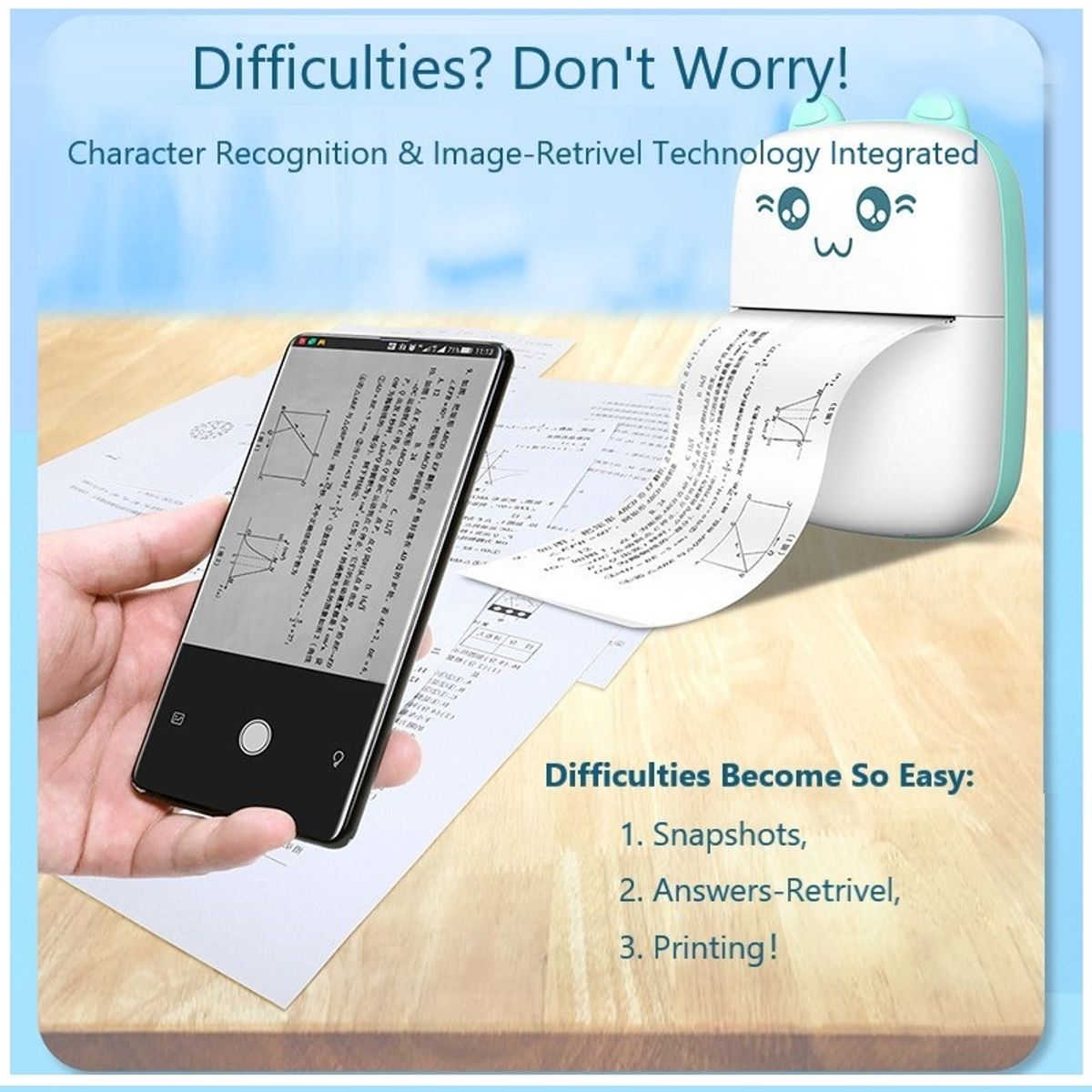 GENERICO - Mini Impresora Térmica Portátil de etiquetas Inalámbrica con Adhesivo