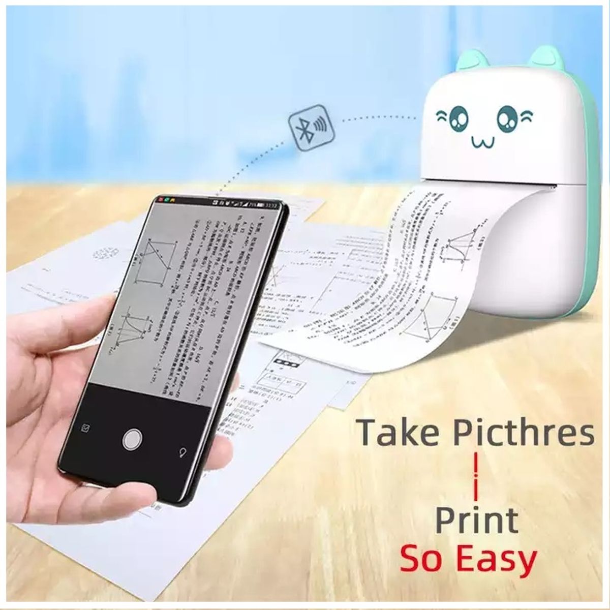 GENERICO - Mini Impresora Térmica Portátil de etiquetas Inalámbrica con Adhesivo
