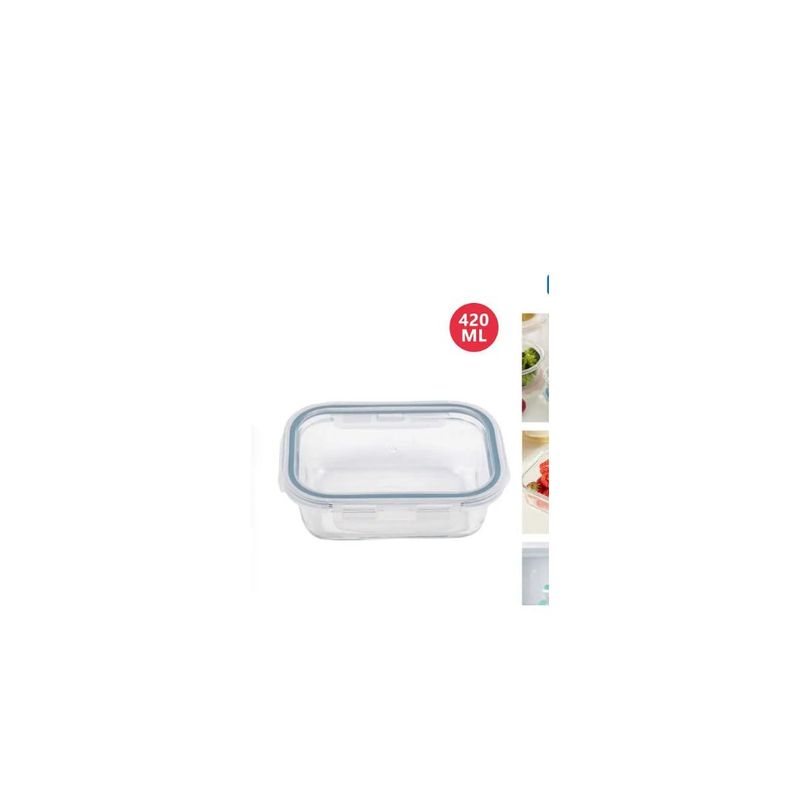 GENERICO - TUPPER HERMETICO DE VIDRIO RETANGULAR 420ML