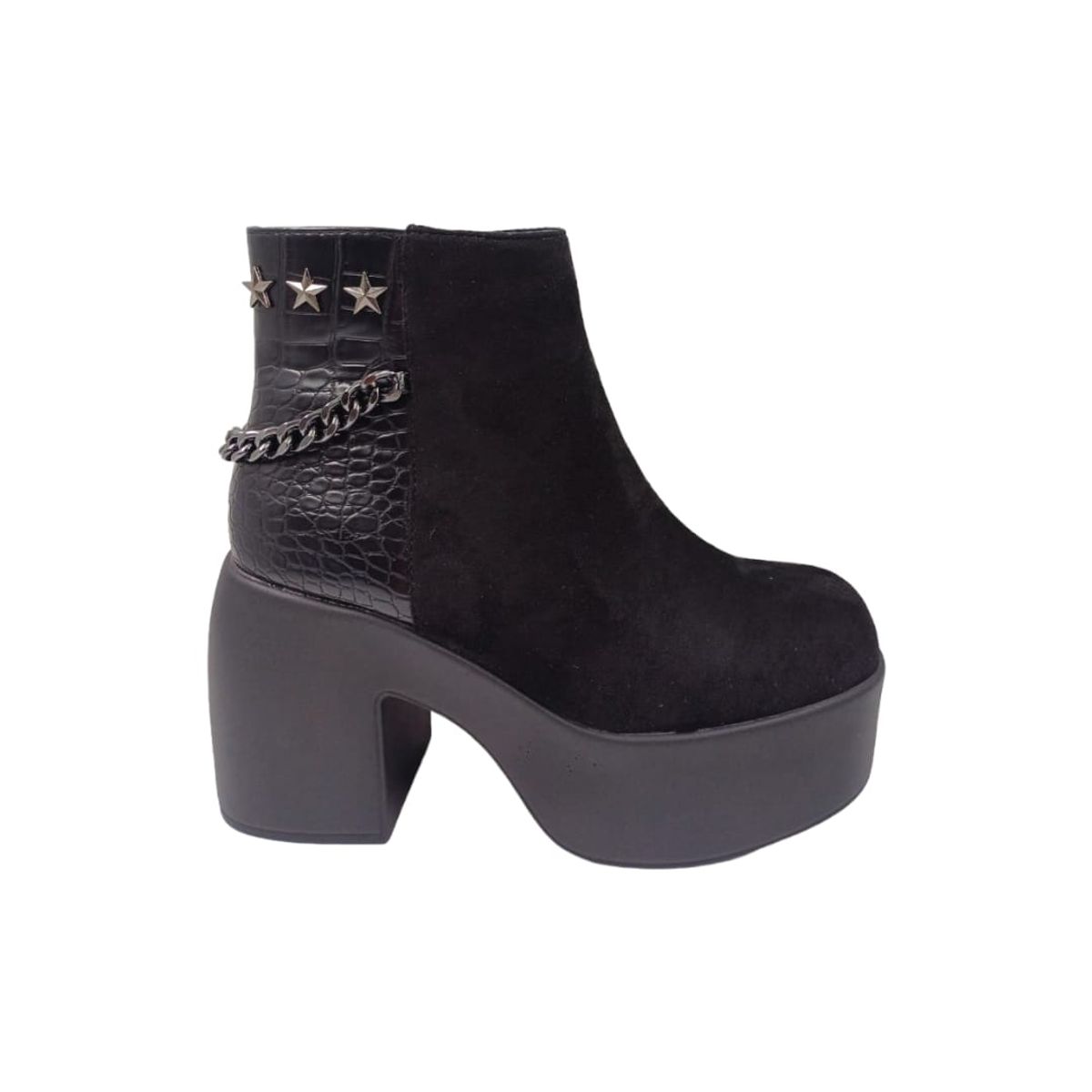 HERIEL - Botín Negro Plataforma Gamuza
