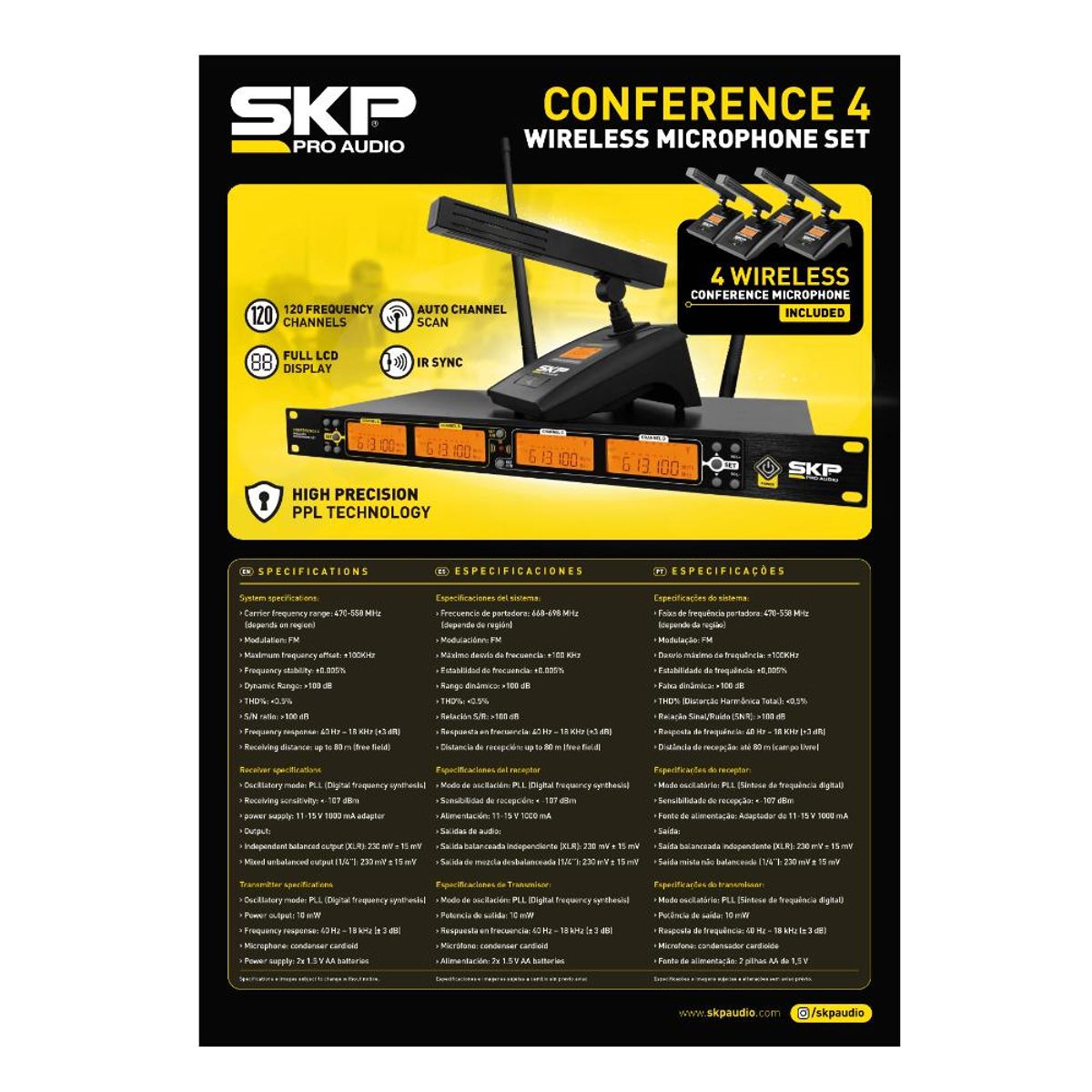 SKP - Micrófono Inalámbrico Sistema conferencia SKP CONFERENCE 4