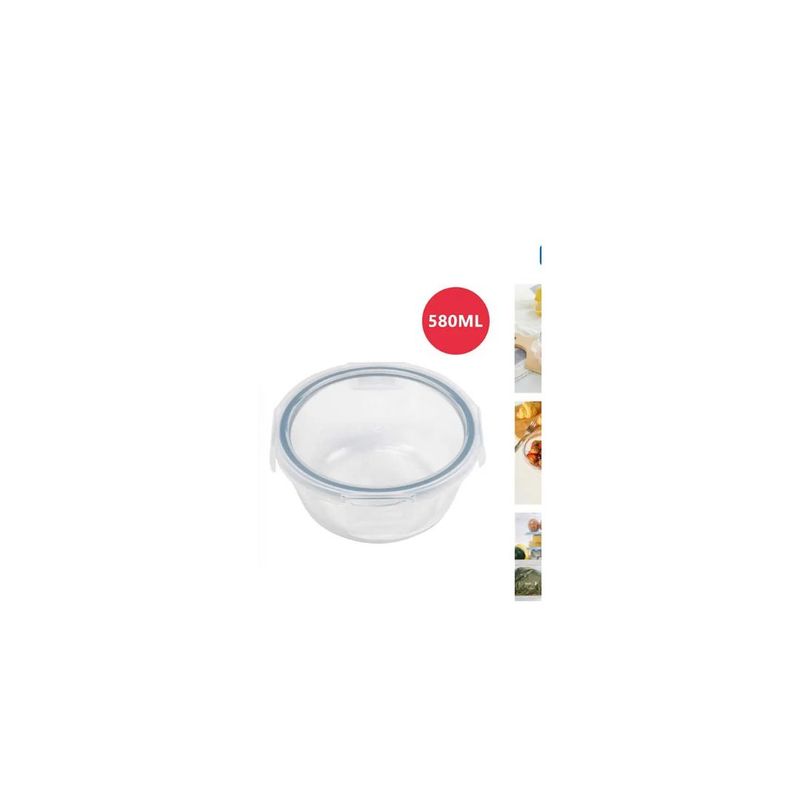 GENERICO - TUPPER HERMETICO DE VIDRIO REDONDO 580ML