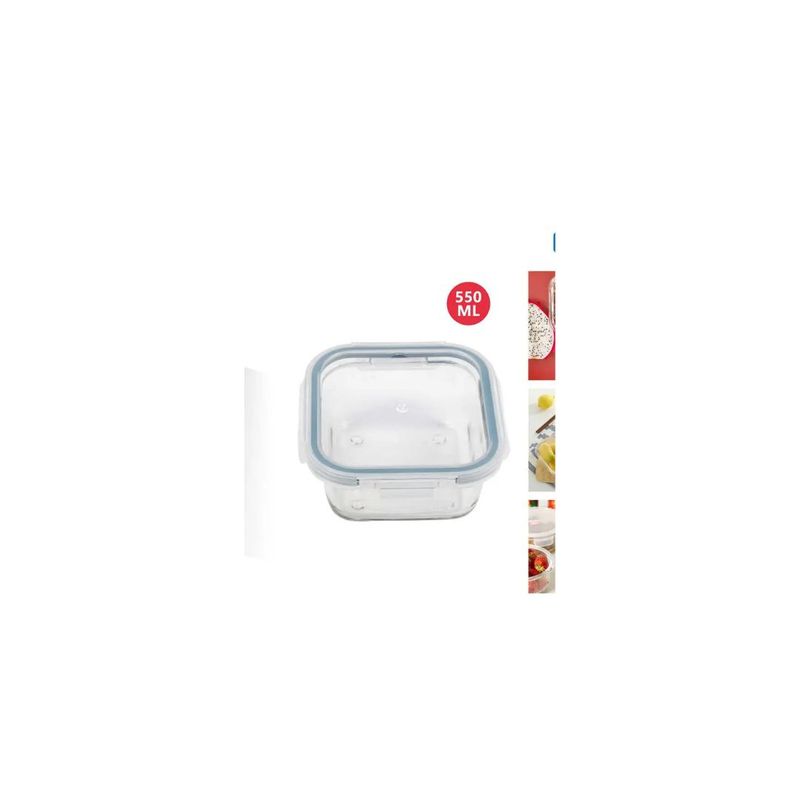 GENERICO - TUPPER HERMETICO DE VIDRIO CUADRADO 550ML