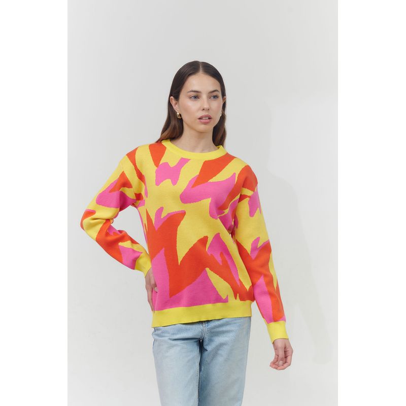 GUINDA - Sweater de colores fuertes Crystal Guinda