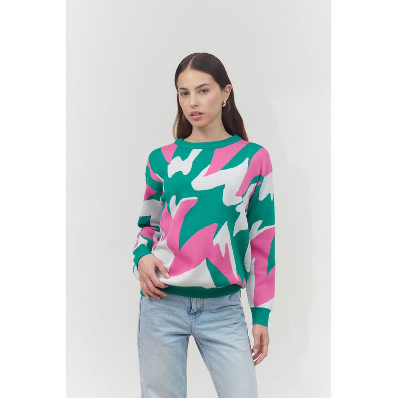 GUINDA - Sweater de colores fuertes Crystal Guinda