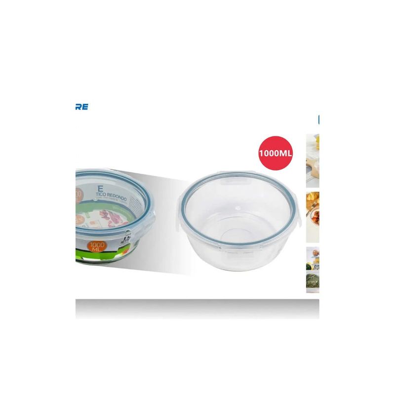 GENERICO - TUPPER HERMETICO DE VIDRIO REDONDO 1000ML