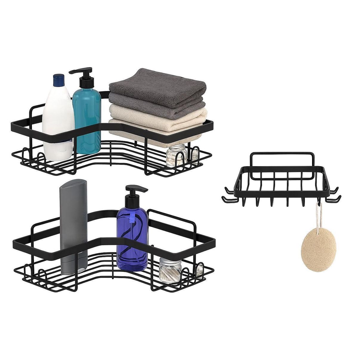 MUNDO MAGIA - Organizador Esquinero De Ducha Organizador Combo Negro