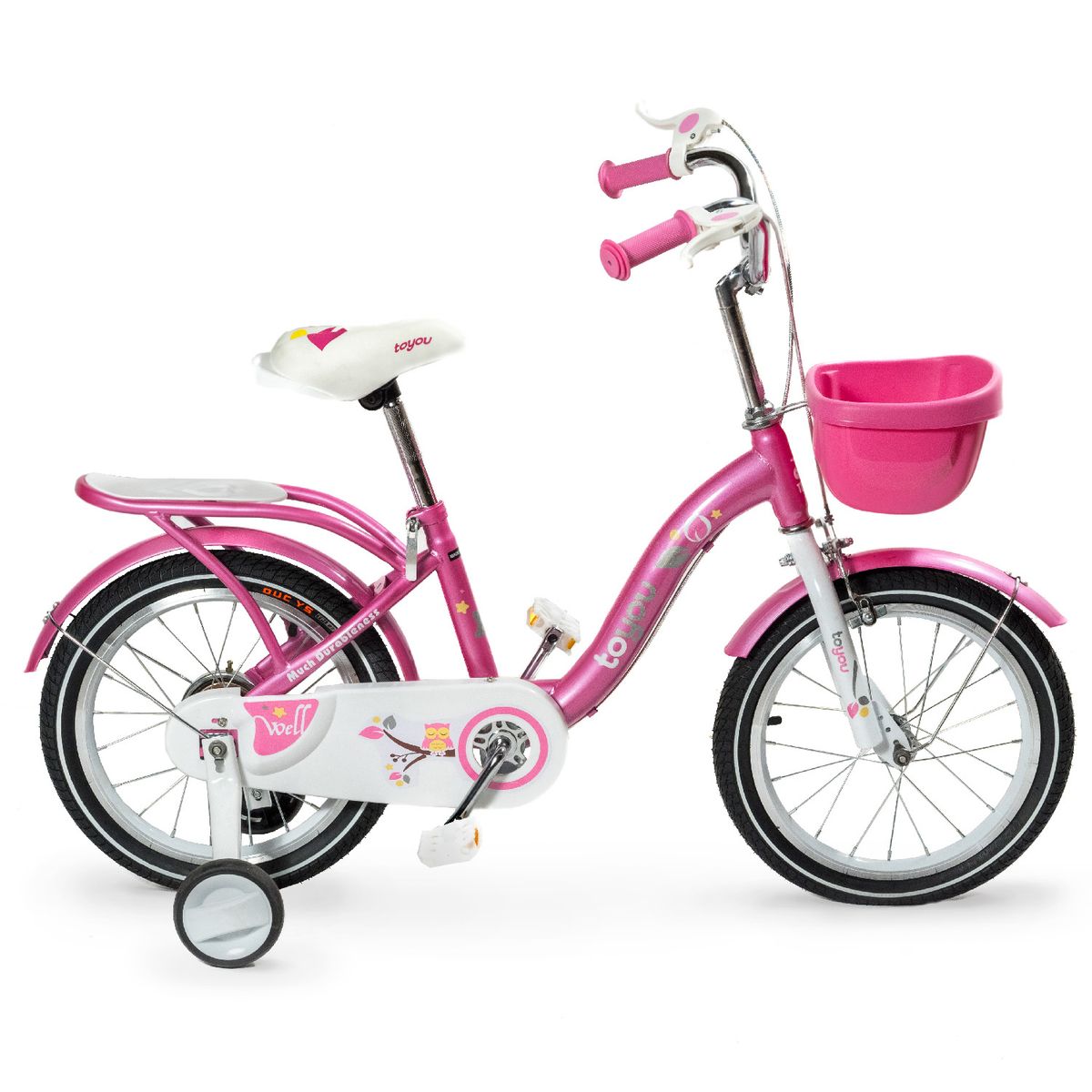 ALPHA - Bicicleta Niña Infantil De Paseo Pink Owl Rueditas Aro 12