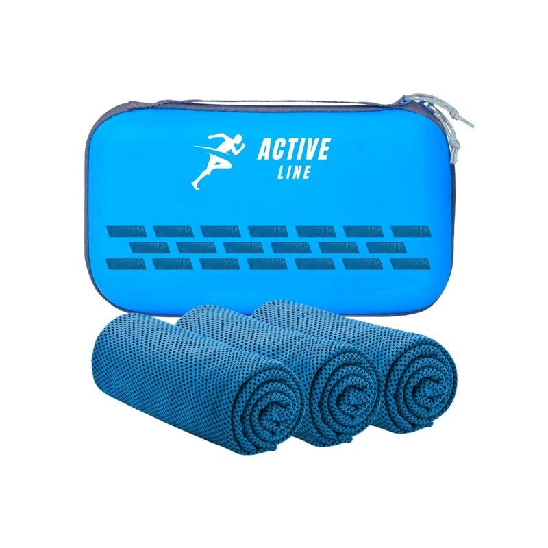HAZ TU CLICK - Toalla Fria Microfibra Set 3 Azul 100x30 Ejercicio +estuche