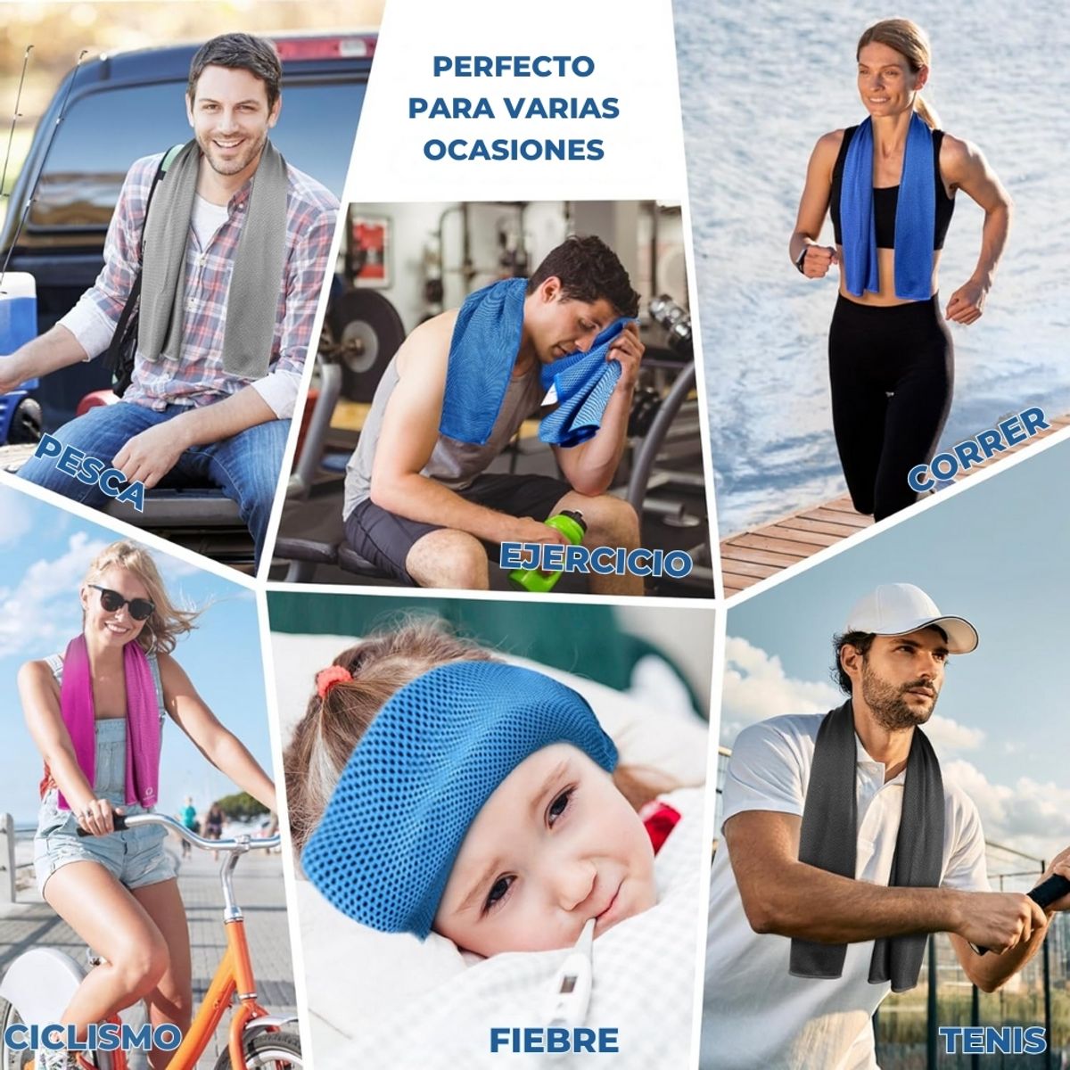 HAZ TU CLICK - Toalla Fria Microfibra Set 3 Azul 100x30 Ejercicio +estuche