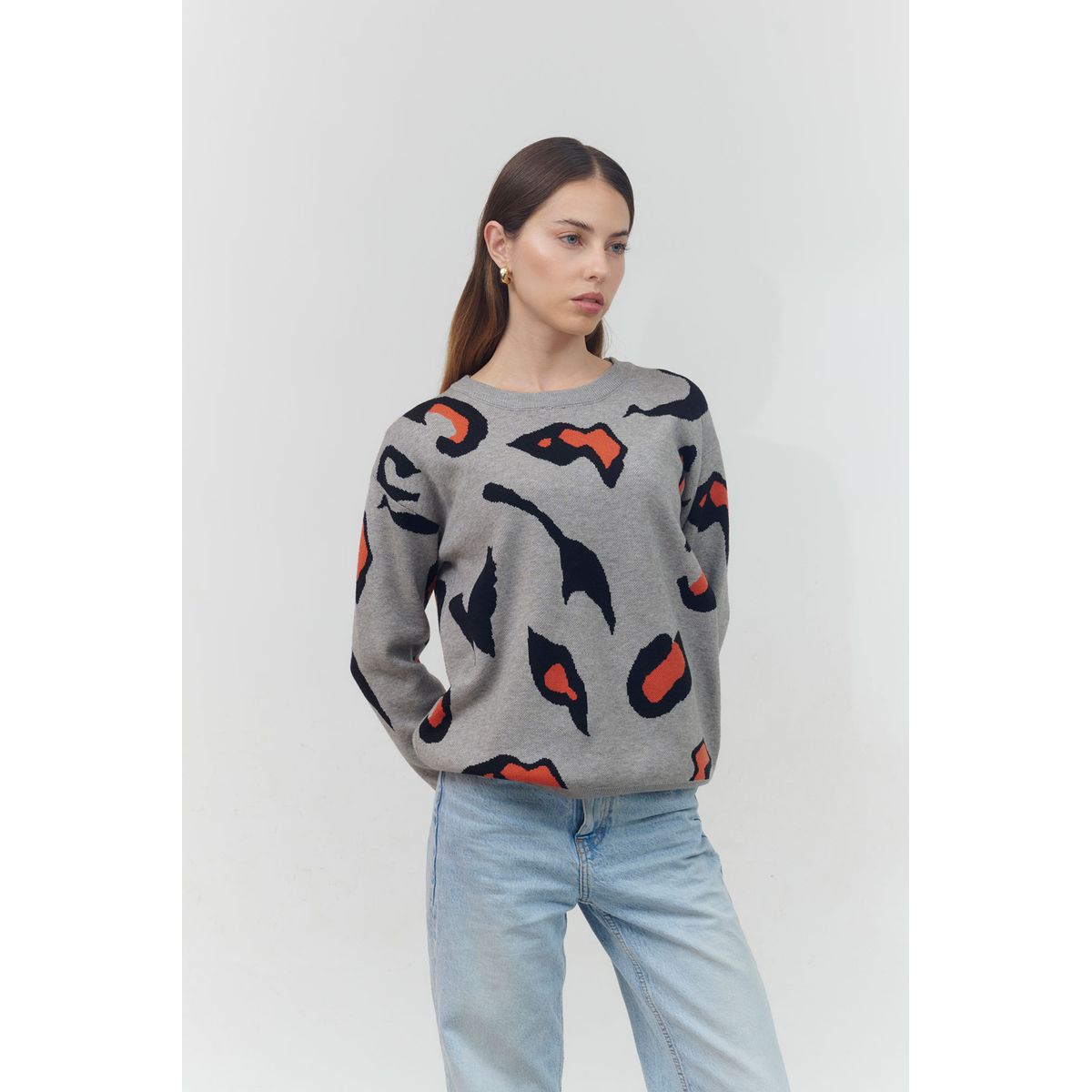 GUINDA - Sweater cuello redondo Neon Guinda