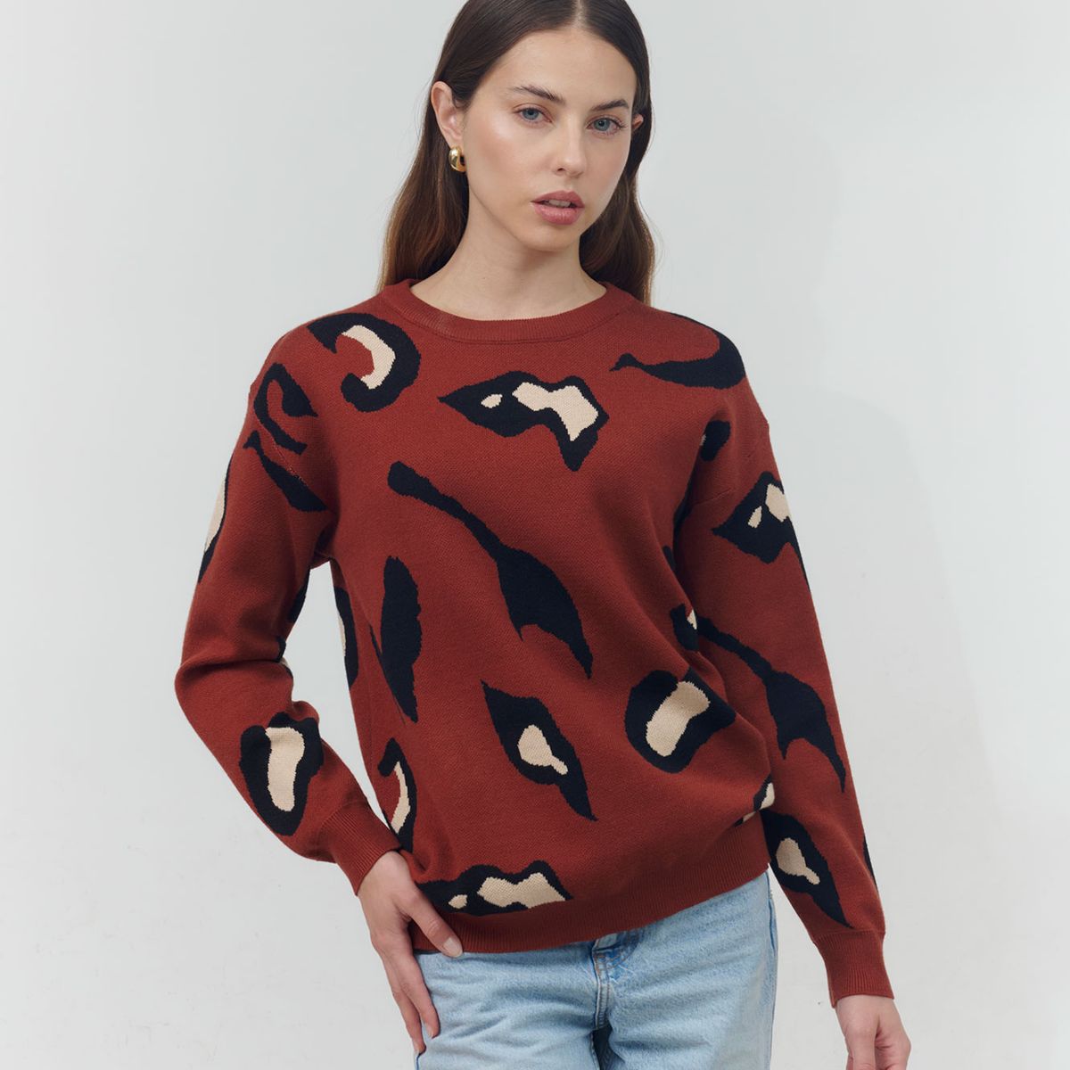 GUINDA - Sweater cuello redondo Neon Guinda