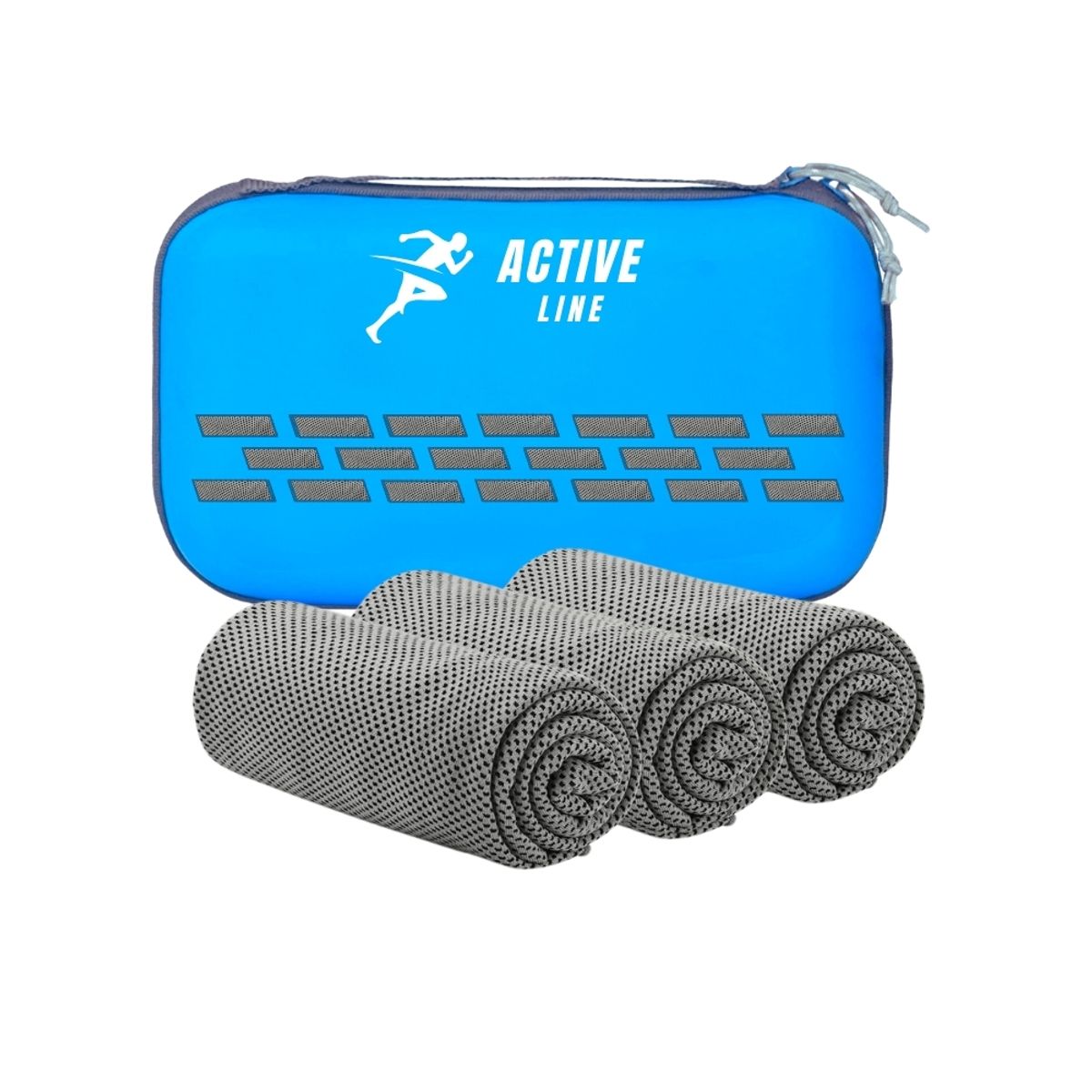 HAZ TU CLICK - Toalla Fria Microfibra Set 3 Gris 100x30 Ejercicio +estuche