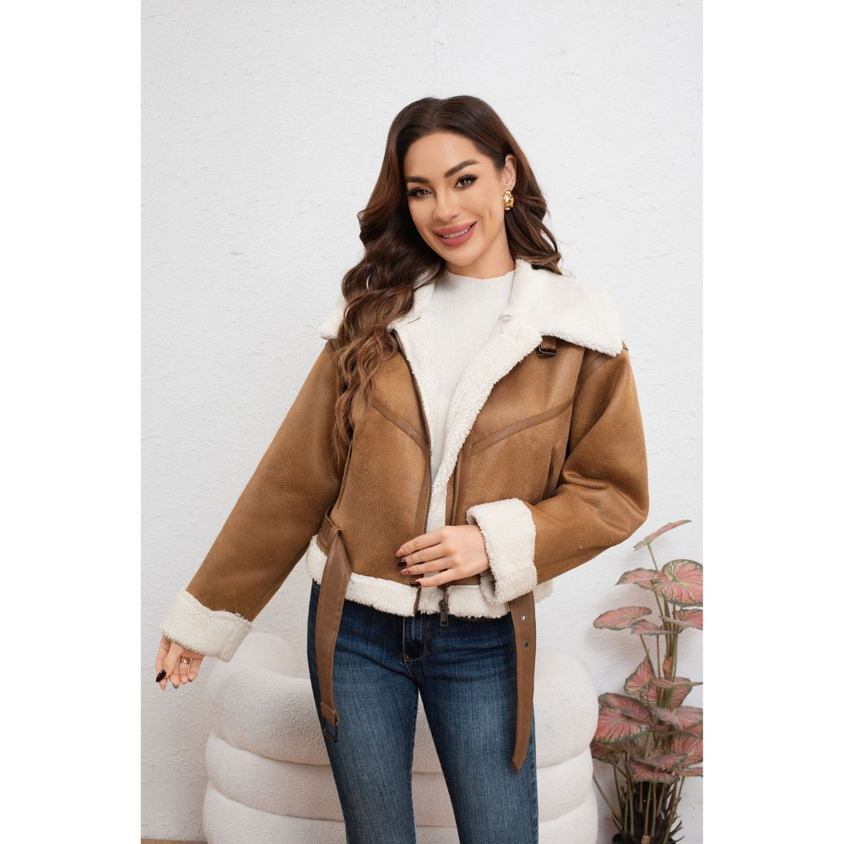 LIKE SHOP - Chaqueta Corta Aviadora Mujer Forro Interior Chiporro Full Moda 7042