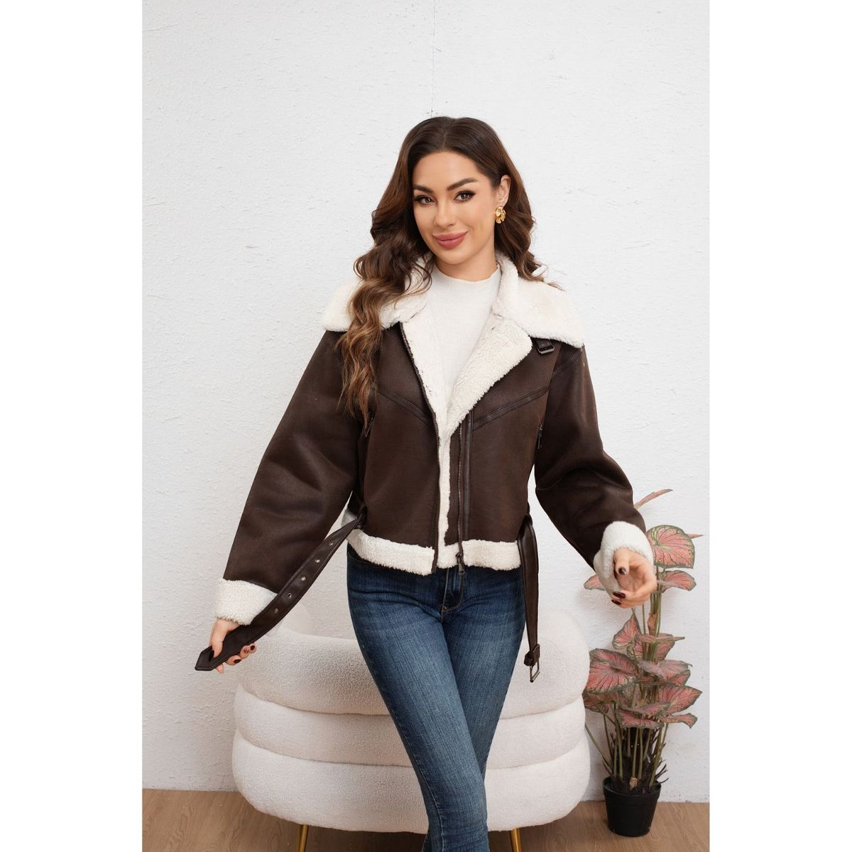 LIKE SHOP - Chaqueta Corta Aviadora Mujer Forro Interior Chiporro Full Moda 7042