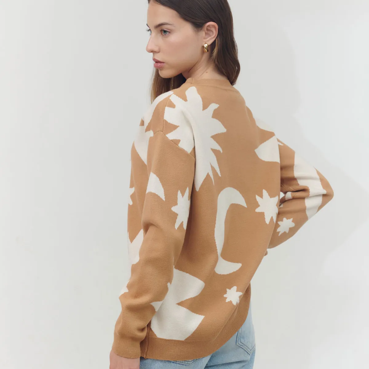 GUINDA - Sweater estampado estrellas Indo Guinda.