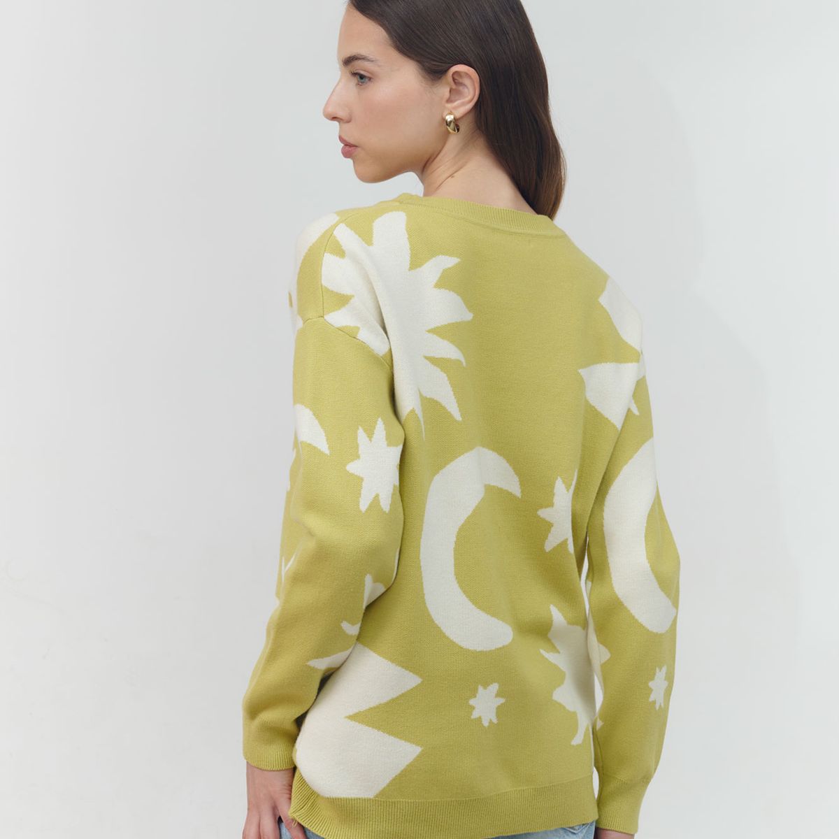 GUINDA - Sweater estampado estrellas Indo Guinda.