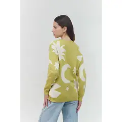 GUINDA - Sweater estampado estrellas Indo Guinda.