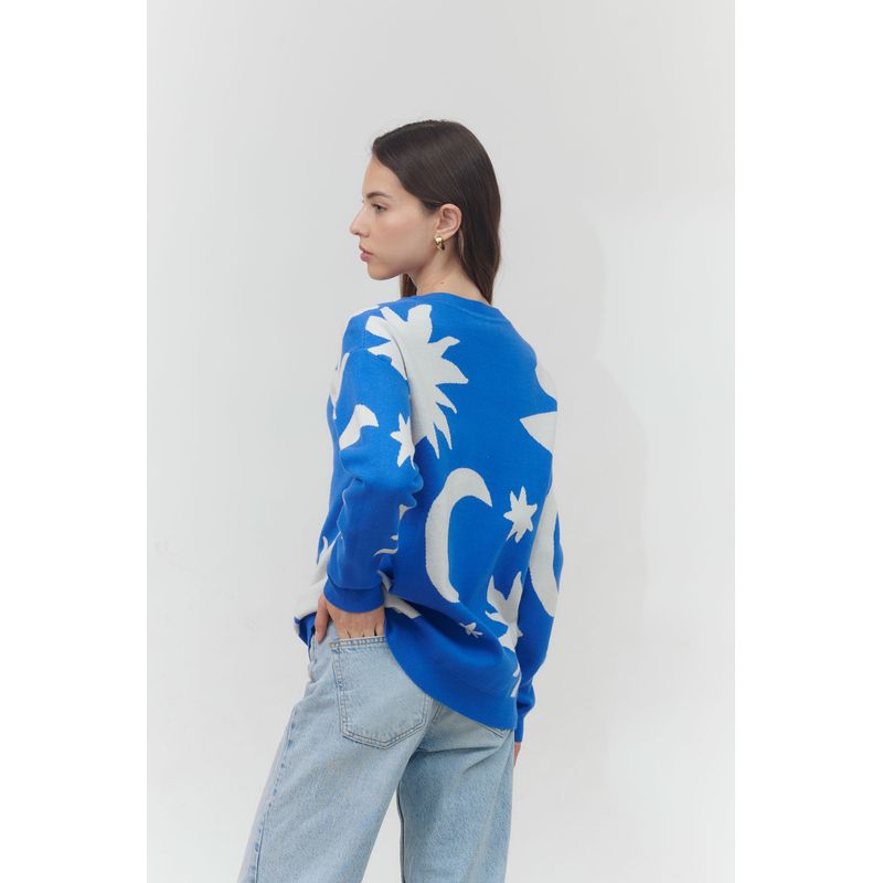 GUINDA - Sweater estampado estrellas Indo Guinda.
