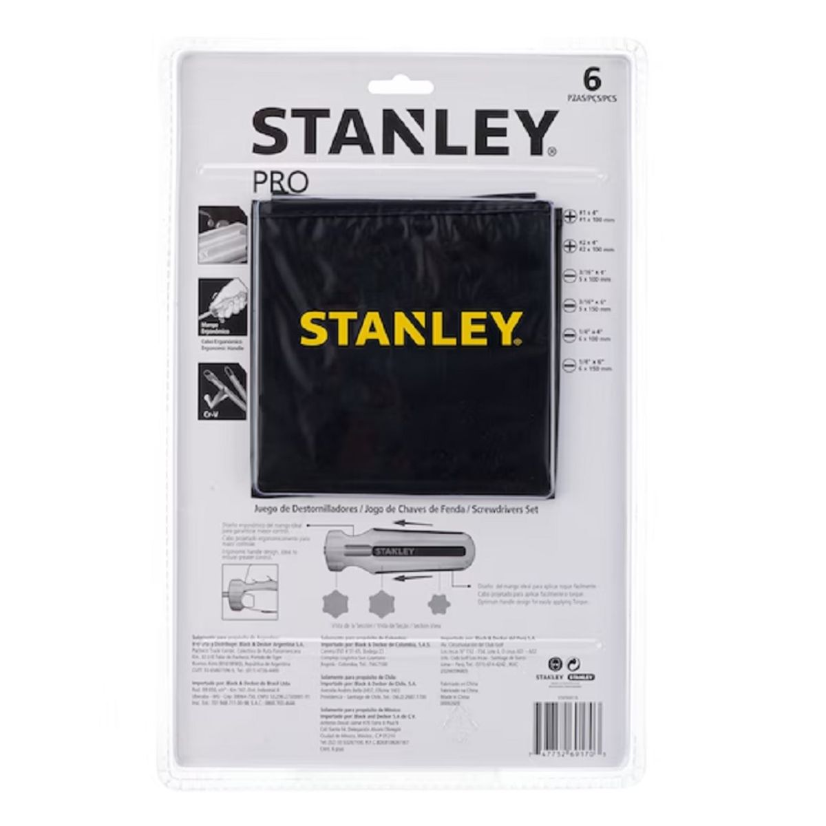 STANLEY - JUEGO DE 6 DESTORNILLADORES PRO STANLEY STHT69170.