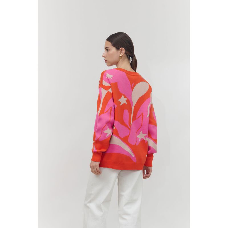 GUINDA - Sweater cuello redondo colores fuertes Iza Guinda