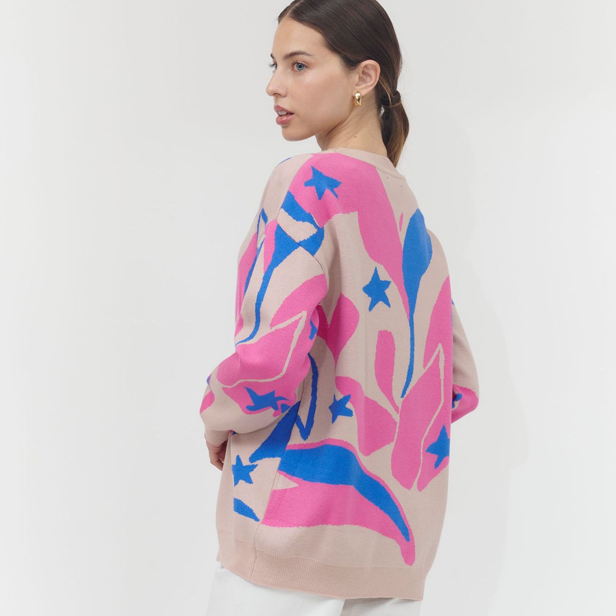 GUINDA - Sweater cuello redondo colores fuertes Iza Guinda