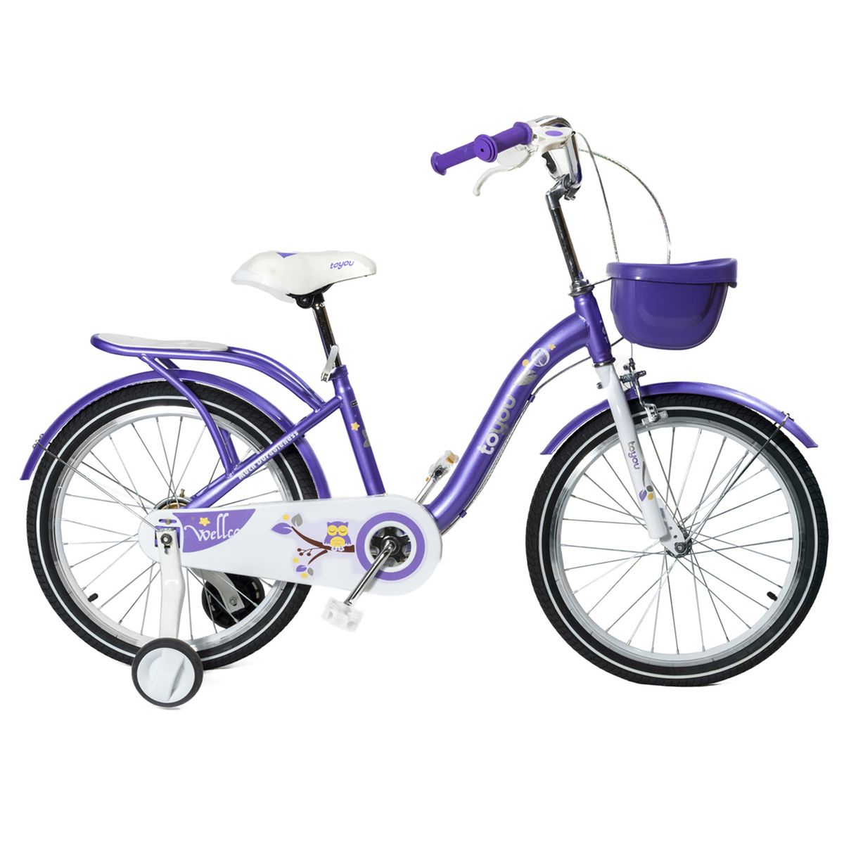 ALPHA - Bicicleta Niña Infantil De Paseo Purple Owl Rueditas Aro 16