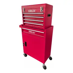 ALTERNATIVE - Gabinete Metálico Caja Porta Herramientas Con Ruedas Rojo