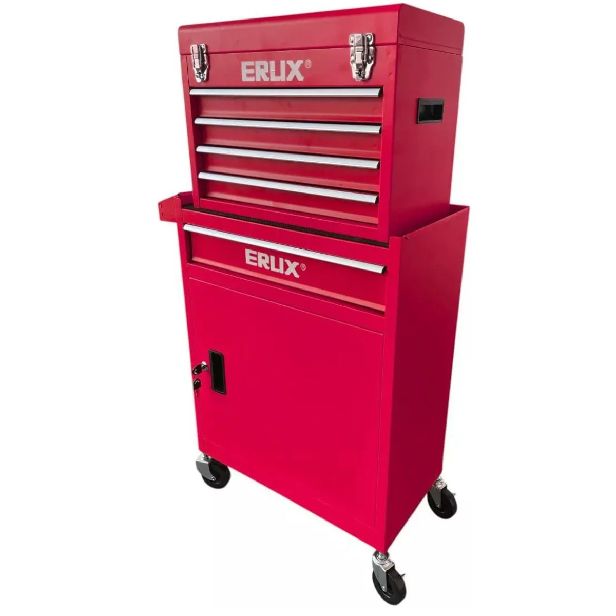 ALTERNATIVE - Gabinete Metálico Caja Porta Herramientas Con Ruedas Roja.