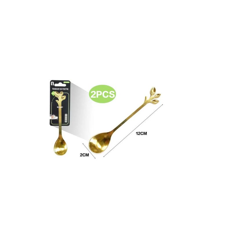GENERICO - CUCHARA PARA POSTRE 2PCS DORADO
