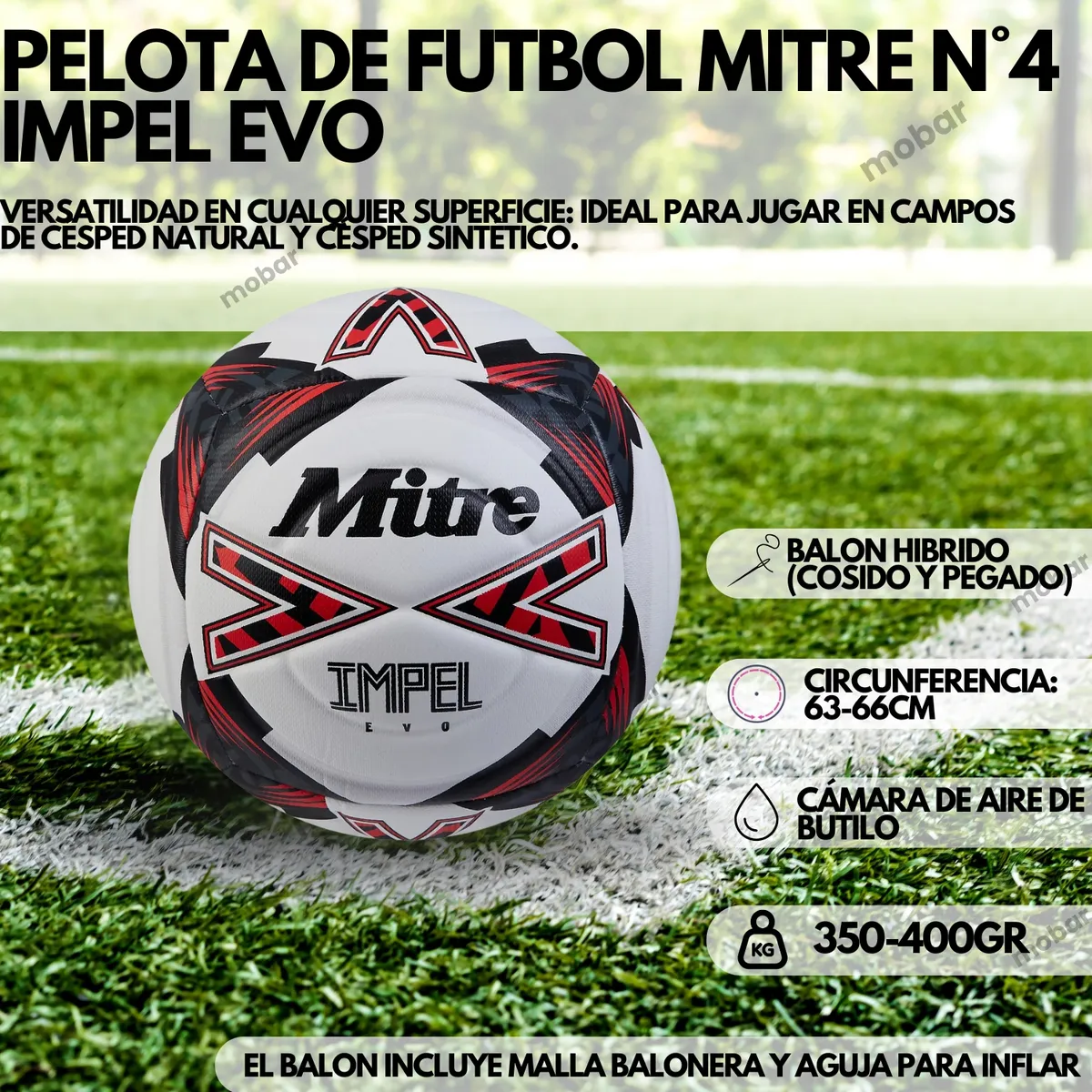 MITRE - Balon Futbol Pelota N° 4 mitre impel evo entrenamiento