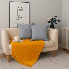 ALTERNATIVE - Pack 2 Fundas Cojín - Gris 45x45 cm Borlas Chic Modernas - 615