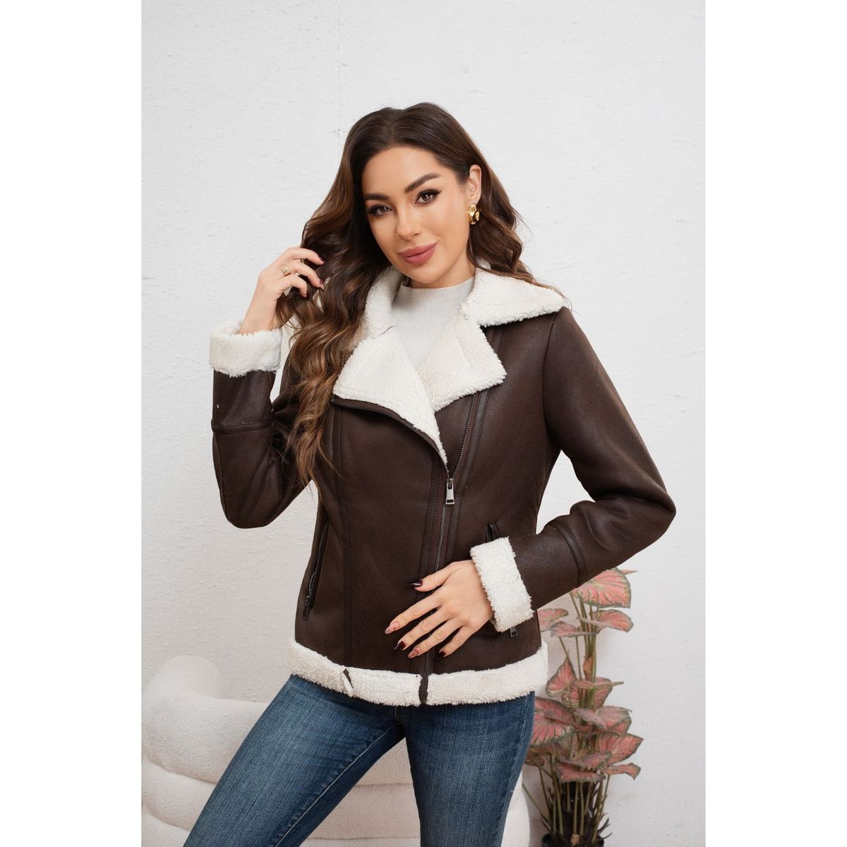 LIKE SHOP - Chaqueta Aviadora Mujer Cruzada Forro Interior Chiporro Tendencia 7044