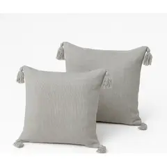 ALTERNATIVE - Pack 2 Fundas 45x45 cm - Gris Moderno y Borlas Chic - 615