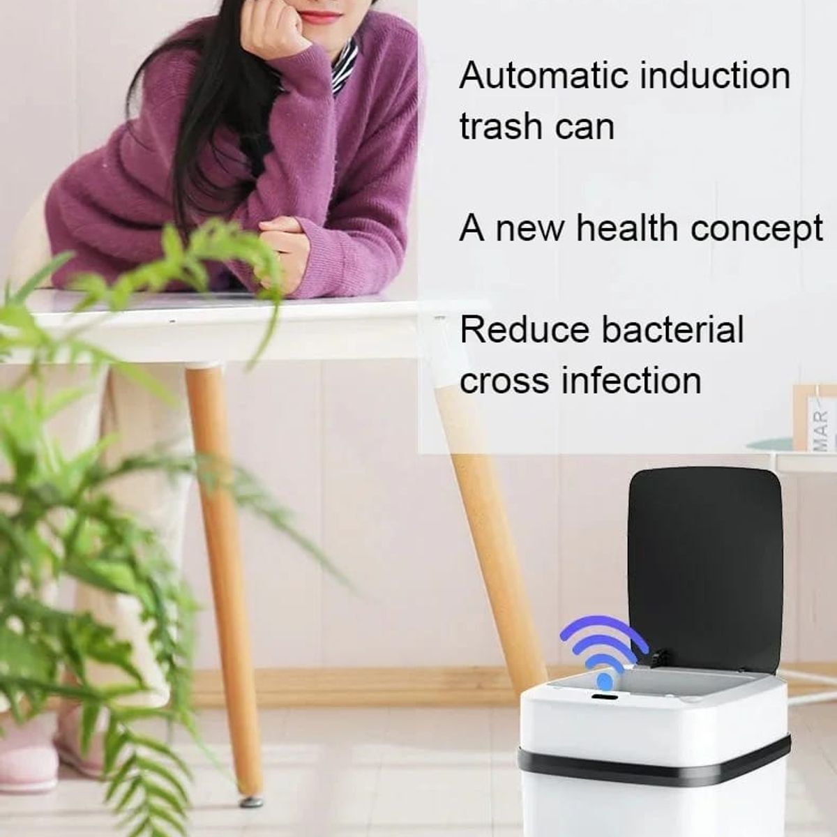 GENERICO - BASURERO CON SENSOR DE APERTURA AUTOMATICO 10LT