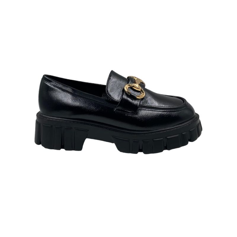 HERIEL - Mocasín Negro Plataforma Charol.