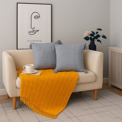 Imagen 2 del producto Pack 2 Fundas 45x45 cm - Gris Moderno y Borlas Chic - 615